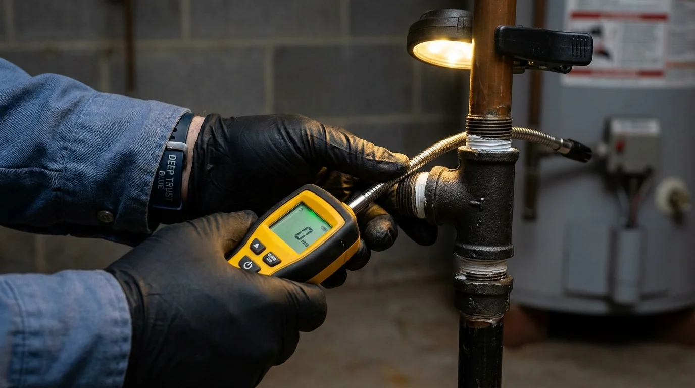 Gas leak detection with electronic sniffer by Johns Plumbing LLC in Jewett