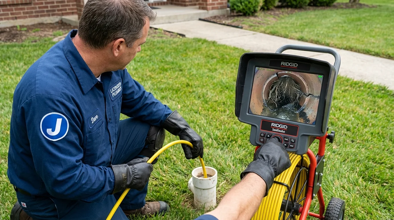 Sewer camera inspection being performed by Johns Plumbing LLC in Jewett